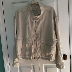Women’s Loft Soft Twill Zipper and Button Closure Drawstring at Waist Jacket